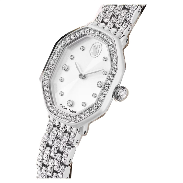 Dextera octagon watch Swiss Made, Metal bracelet, Silver tone, Stainless steel